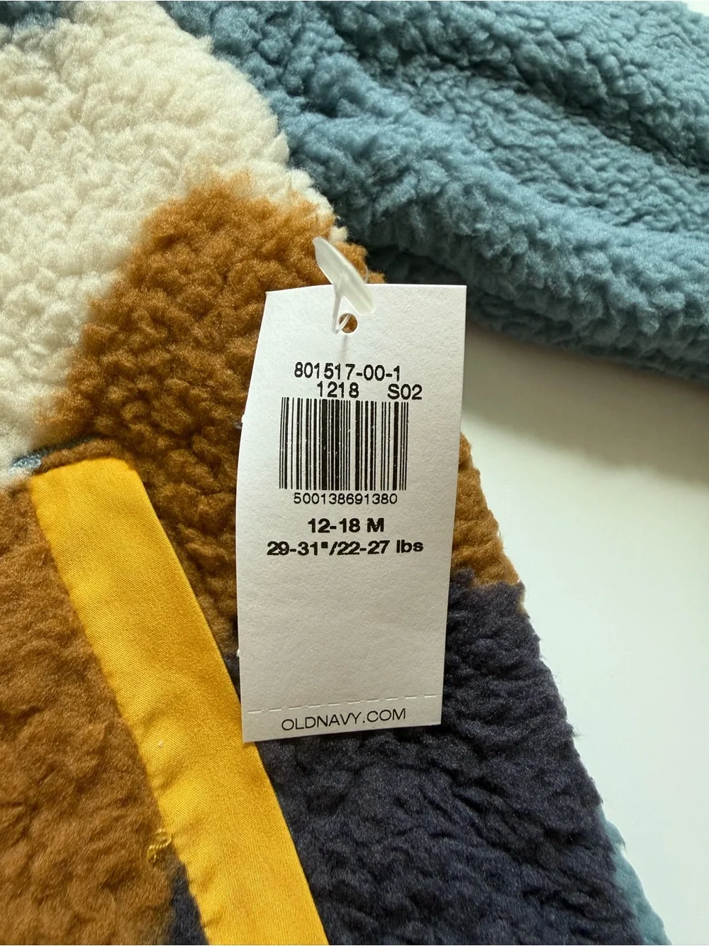 Old Navy Baby Sherpa Zipper Jacket in Vintage Sunset 12-18 months NWT